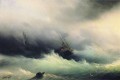 Barcos en una tormenta 1860 Romántico Ivan Aivazovsky Ruso